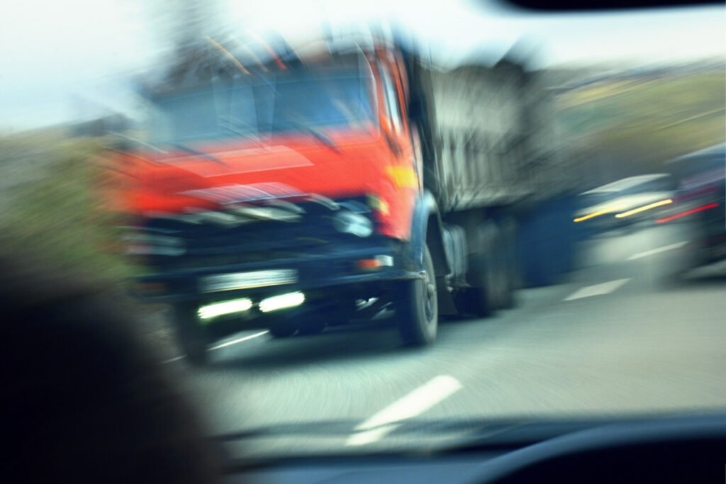 truck red blurry